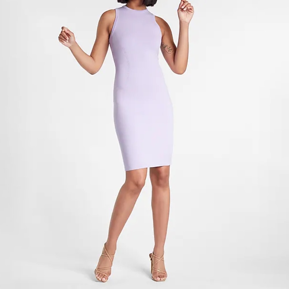 Express Lilac Body Contour Bodycon Sleeveless Midi Dress| S